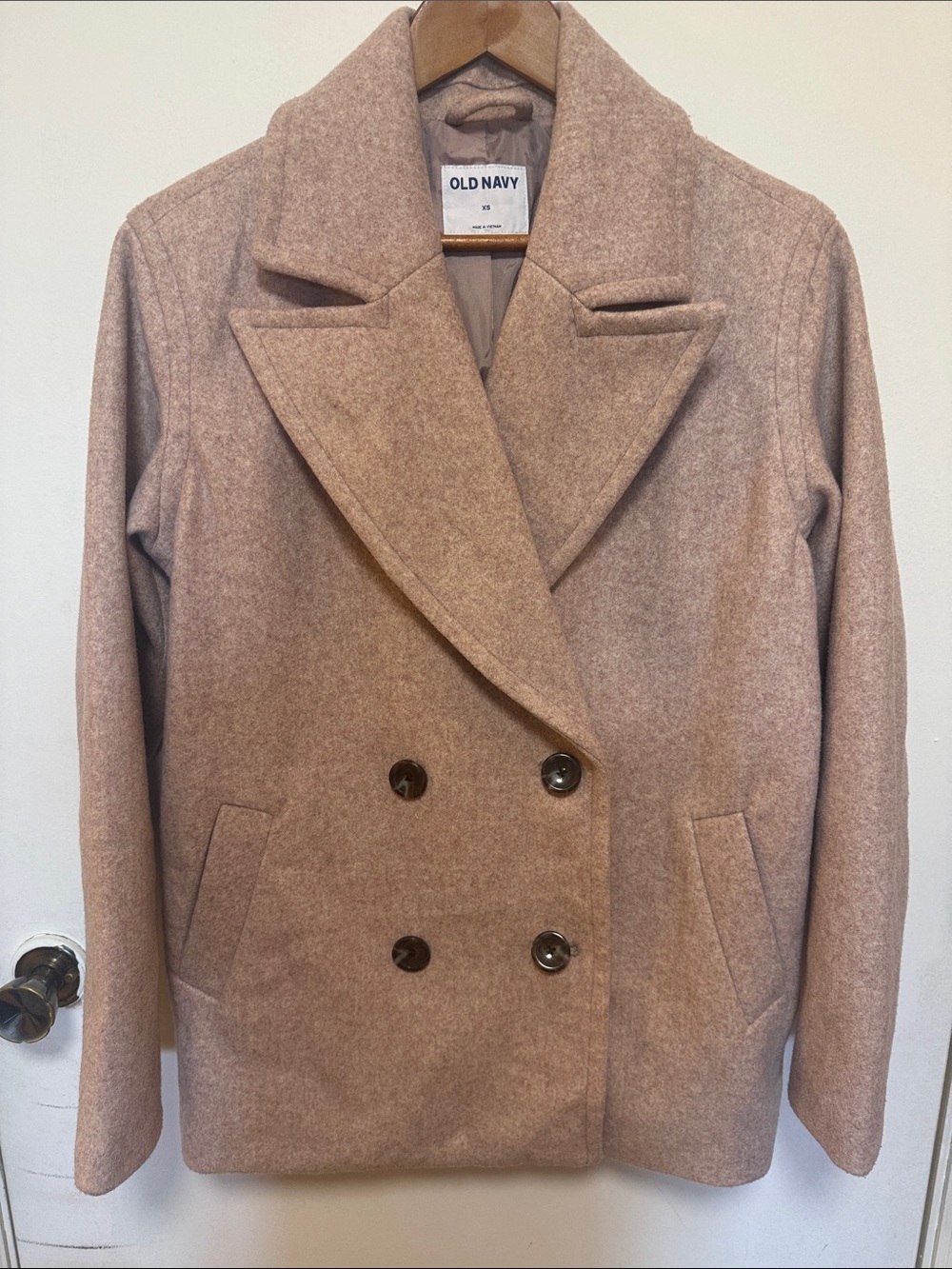 Old Navy Women's Double-Breasted Blush Pink Peacoat
